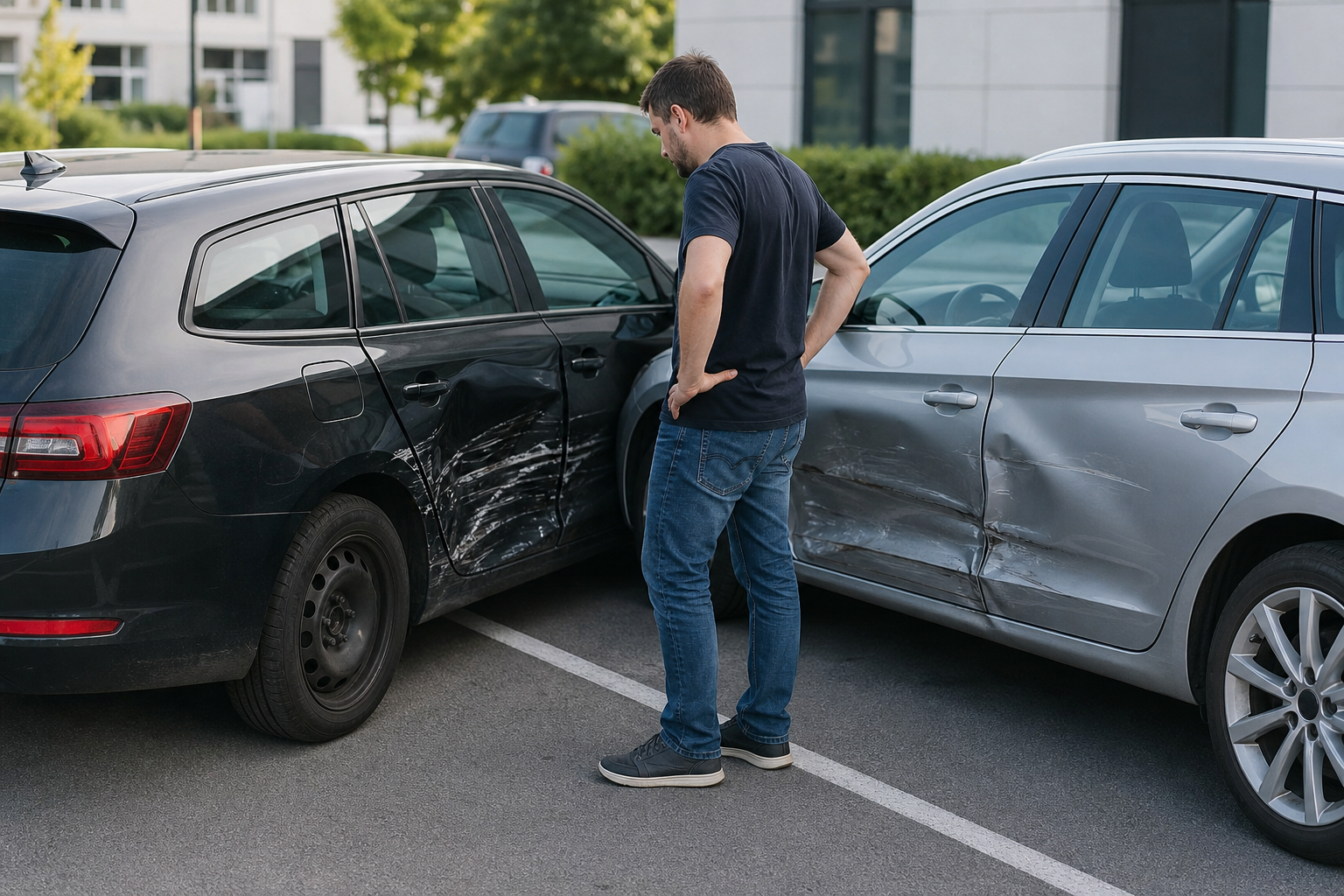 Unfallort im Stra&szlig;enverkehr, Symbolbild f&uuml;r unerlaubtes Entfernen vom Unfallort nach &sect; 142 StGB